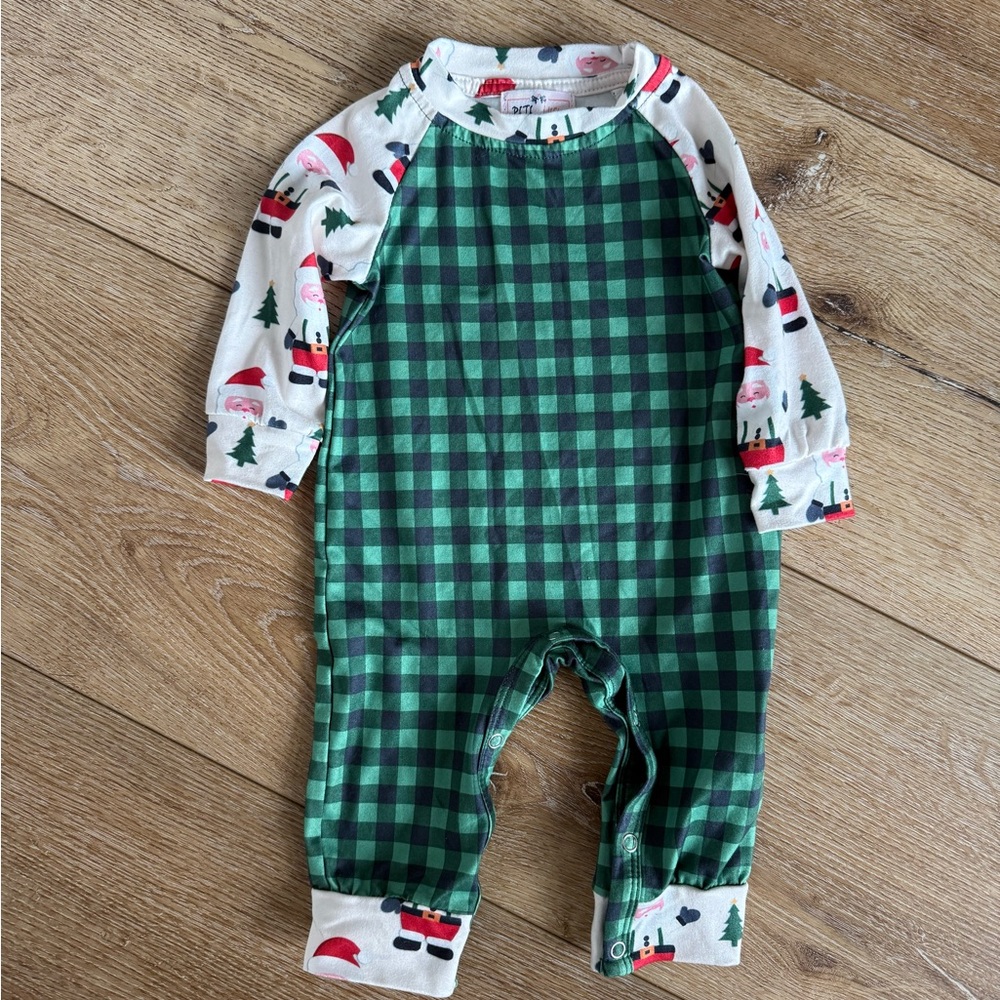 🩵Pete + Lucy Hello Santa Boys Romper
